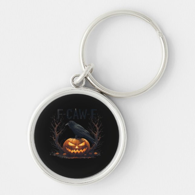 Caw-F's Spooky Pumpkin Halloween Classic Key Ring (Front)