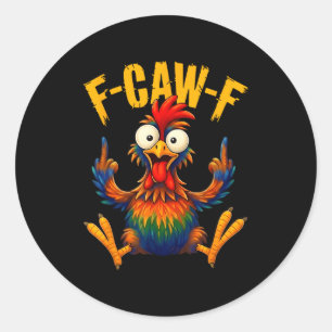 Caw Rooster Funny Bird Chicken Classic Round Sticker