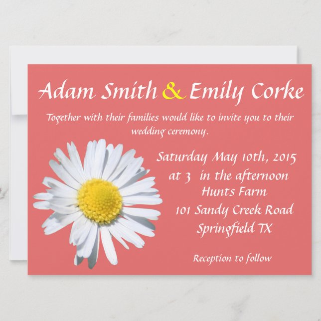 Cayenne Daisy Wedding Invitation (Front)