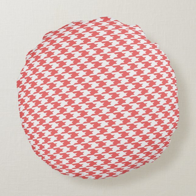 Cayenne Houndstooth Pattern Round Pillow (Back)