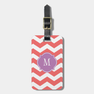 Cayenne & White Chevron Monogram Luggage Tag