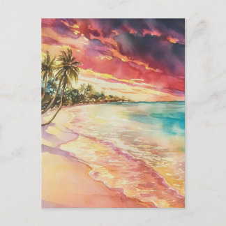  Cayman island Watercolor Painting Postcard