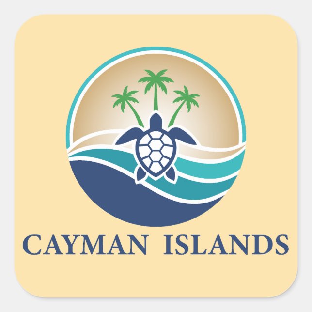 Cayman Islands Caribbean Square Sticker (Front)