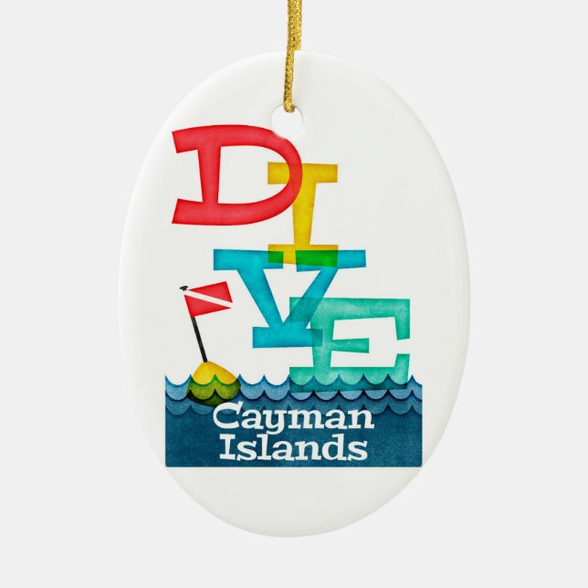 Cayman Islands Dive - Colourful Scuba Ceramic Ornament (Front)