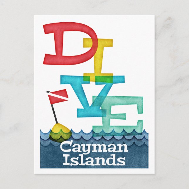 Cayman Islands Dive - Colourful Scuba Postcard (Front)