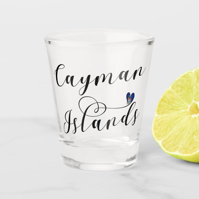 Cayman Islands Flag Heart, Cayman Isles Shot Glass (Front)