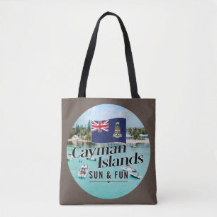 "Cayman Islands Sun & Fun" With Flag Tote Bag