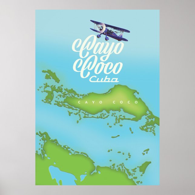 Cayo Coco Cuba vintage style map. Poster (Front)