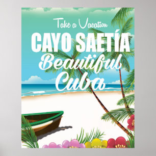 Cayo Saetía Cuba beach vacation poster