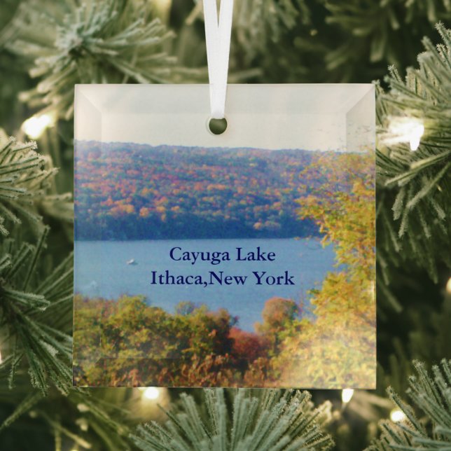 CAYUGA LAKE, ITHACA, N.Y.  GLASS TREE DECORATION (Insitu)