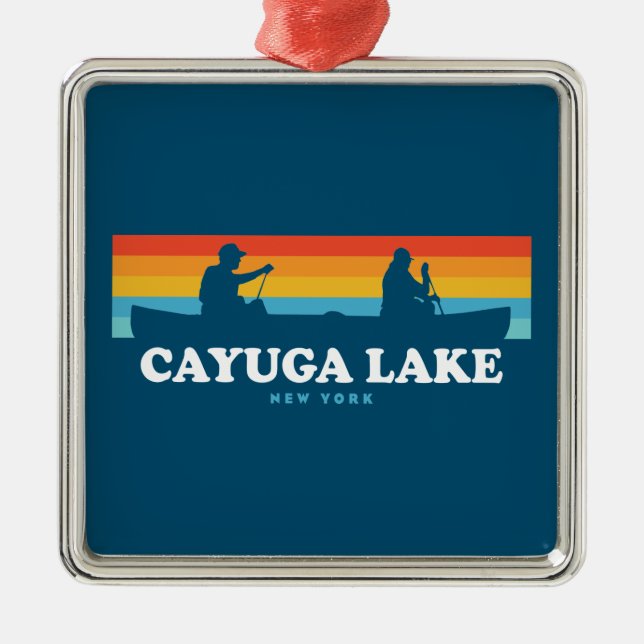 Cayuga Lake New York Canoe Metal Ornament (Front)