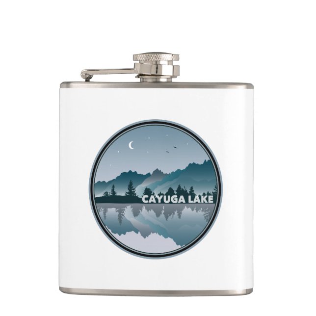 Cayuga Lake New York Reflection Hip Flask (Front)