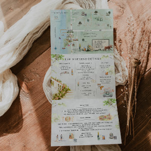 Cayuga Lake NY   Illustrated Wedding Tri-Fold 