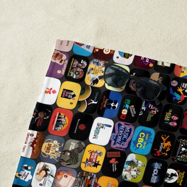 CBC Logos & Graphics Collage Beach Towel (In Situ)