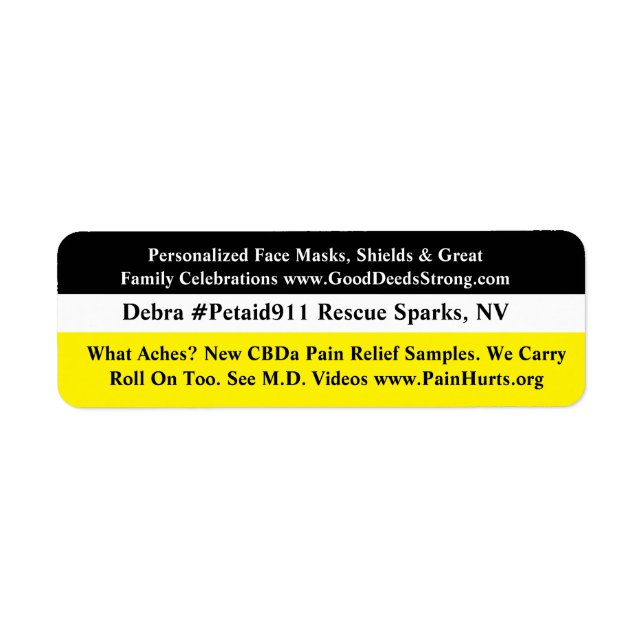 CBDa Pain Relief Return Address Label (Front)