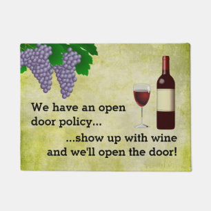 CBendel Funny Wine Lovers Open Door Policy Doormat
