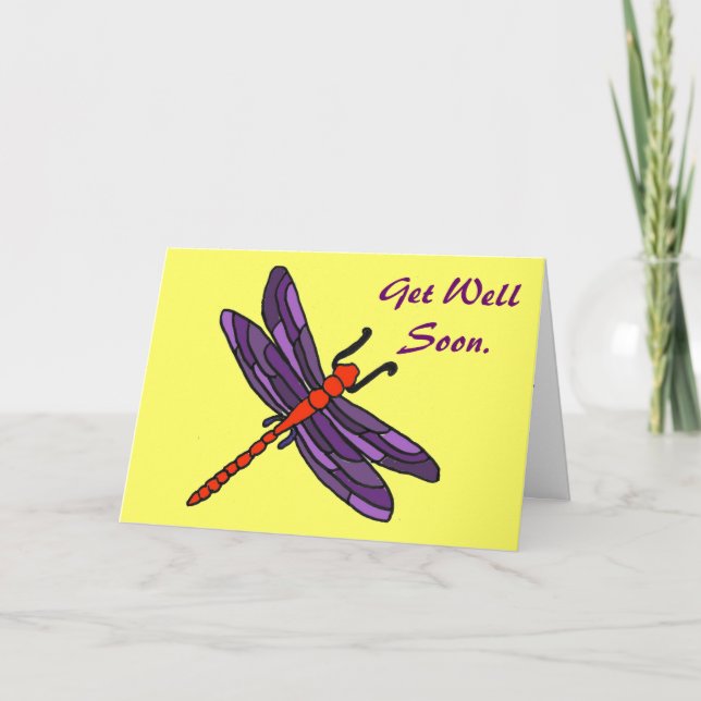 CC- Dragonfly Art Get Well Soon Card (Front)