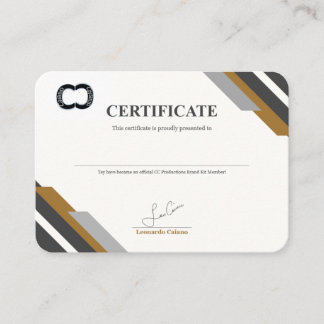 CC Productions Brand Kit Certificate