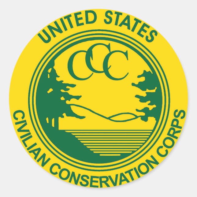 CCC Civilian Conservation Corps Commemorative Classic Round Sticker (Front)