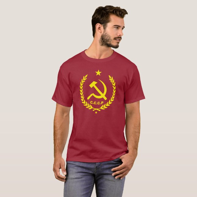 CCCP Communist Hammer and Sickle Badge T-Shirt (Front Full)