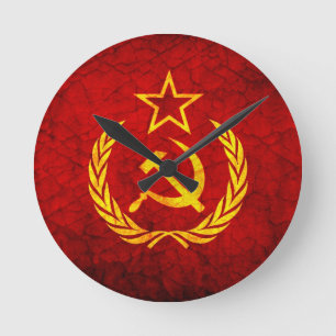 CCCP flag vintage Round Clock