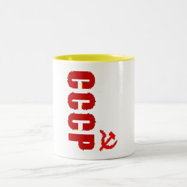 CCCP SSSR SOVIET PIXEL Two-Tone COFFEE MUG (Center)