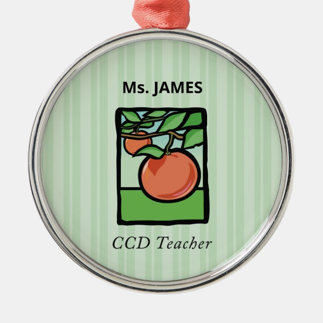 CCD Teacher Thank You, Apple Metal Ornament (Front)