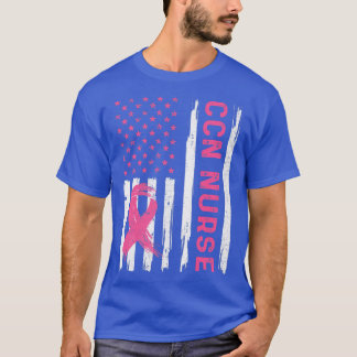 CCN Nurse American Flag Nurse Breast Cancer Awaren T-Shirt