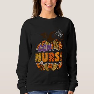 Ccn Nurse Stethoscope Halloween Pumpkin Leopard Nu Sweatshirt
