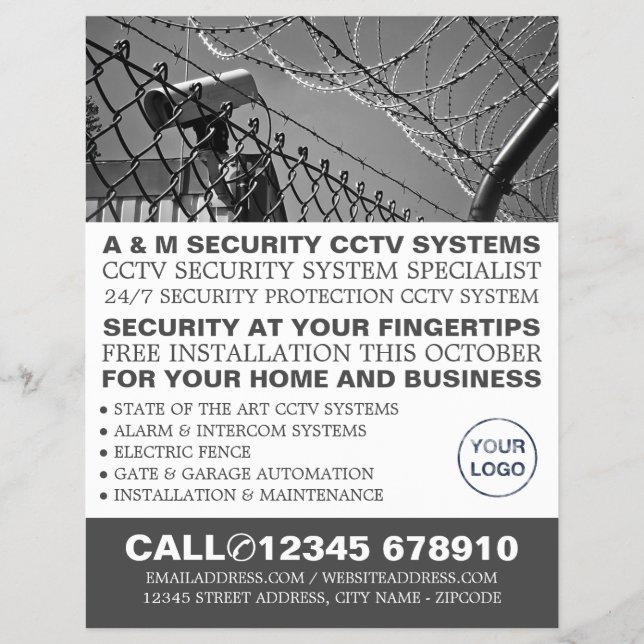 CCTV & Barbed Wire, CCTV Security Advertising Flyer (Front)