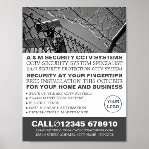 CCTV & Barbed Wire, CCTV Security Advertising Poster