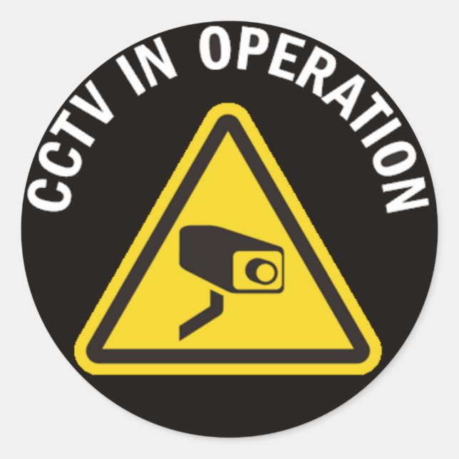 CCTV IN OPERATION CLASSIC ROUND STICKER (Front)
