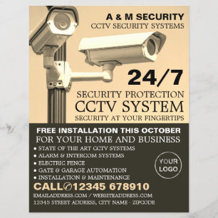 CCTV Mounted Cameras, CCTV Security Advertising Flyer