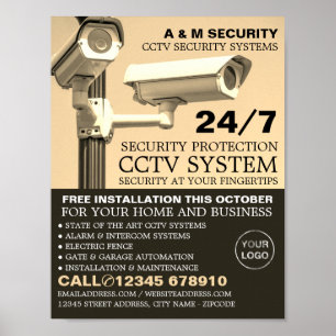 CCTV Mounted Cameras, CCTV Security Advertising Poster