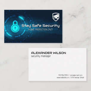 CCTV Security Camera Tech and Lock Background Business Card