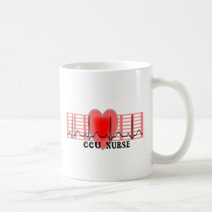 CCU Nurse Gift Ekg paper and Heart Design Coffee Mug