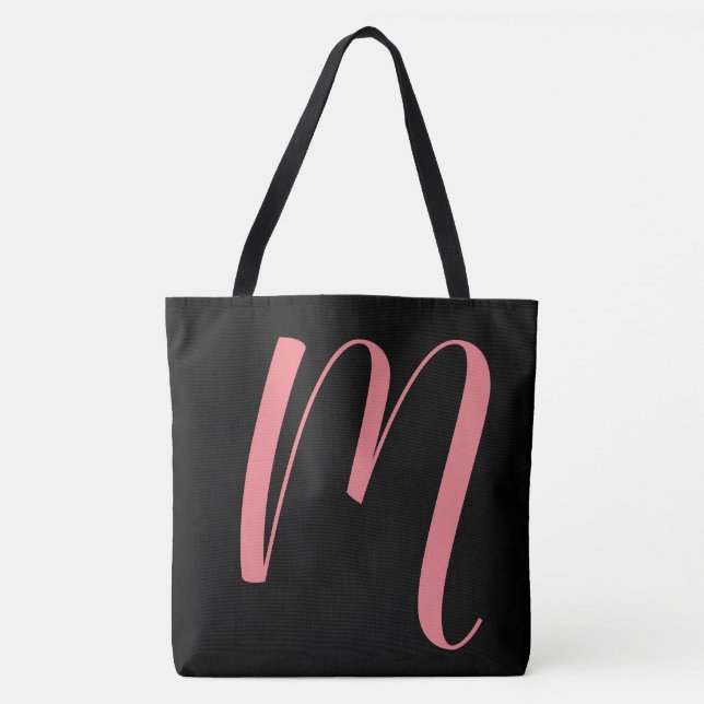 Ccustom M Script Monogram Blacktote Tote Bag (Front)