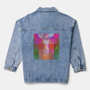 CD1FE646 Abstract Digital Glitch Art Grid Pattern  Denim Jacket