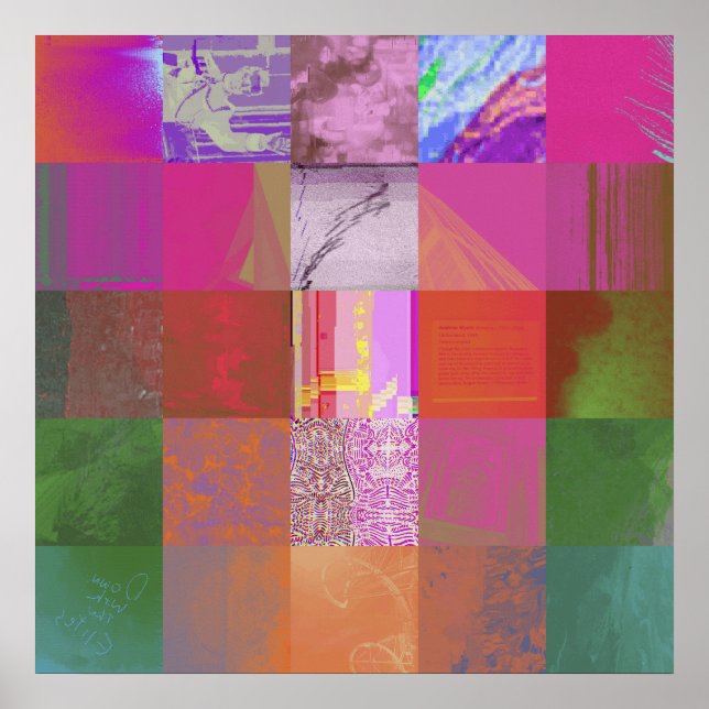 CD1FE646 Abstract Digital Glitch Art Grid Pattern  Poster (Front)