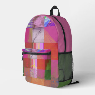 CD1FE646 Abstract Digital Glitch Art Grid Pattern  Printed Backpack