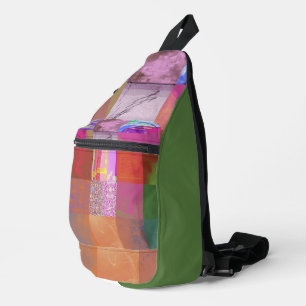 CD1FE646 Abstract Digital Glitch Art Grid Pattern Sling Bag