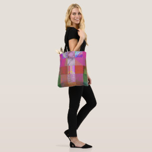 CD1FE646 Abstract Digital Glitch Art Grid Pattern Tote Bag