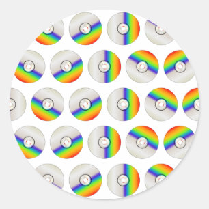 CD Disc Repeating Background Classic Round Sticker