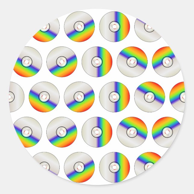 CD Disk Repeating Background Classic Round Sticker (Front)