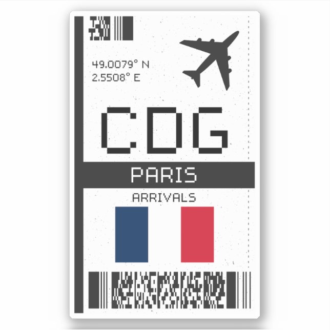 CDG Paris Boarding Pass - France Travel (Front)