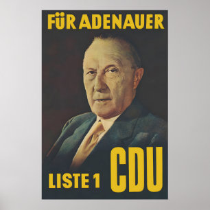 CDU Election Poster 1955 For Adenauer Konrad