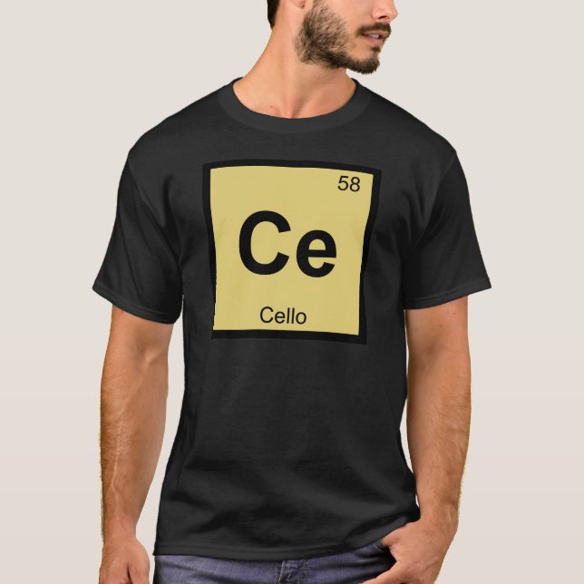 Ce - Cello Music Chemistry Periodic Table Symbol T-Shirt (Front)
