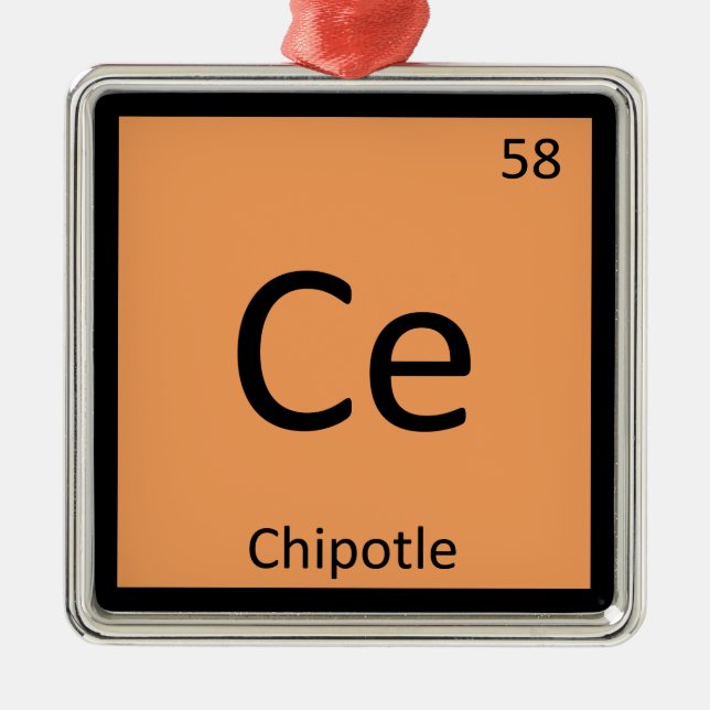 Ce - Chipotle Pepper Chemistry Periodic Table Metal Ornament (Front)