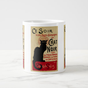 Ce Soir Chat Noir Black Cat, Vintage Art Nouveau Large Coffee Mug