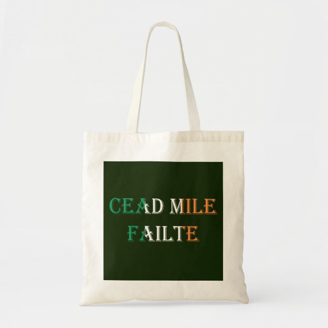 Cead Mile Failte on Irish Flag btt Tote Bag (Front)